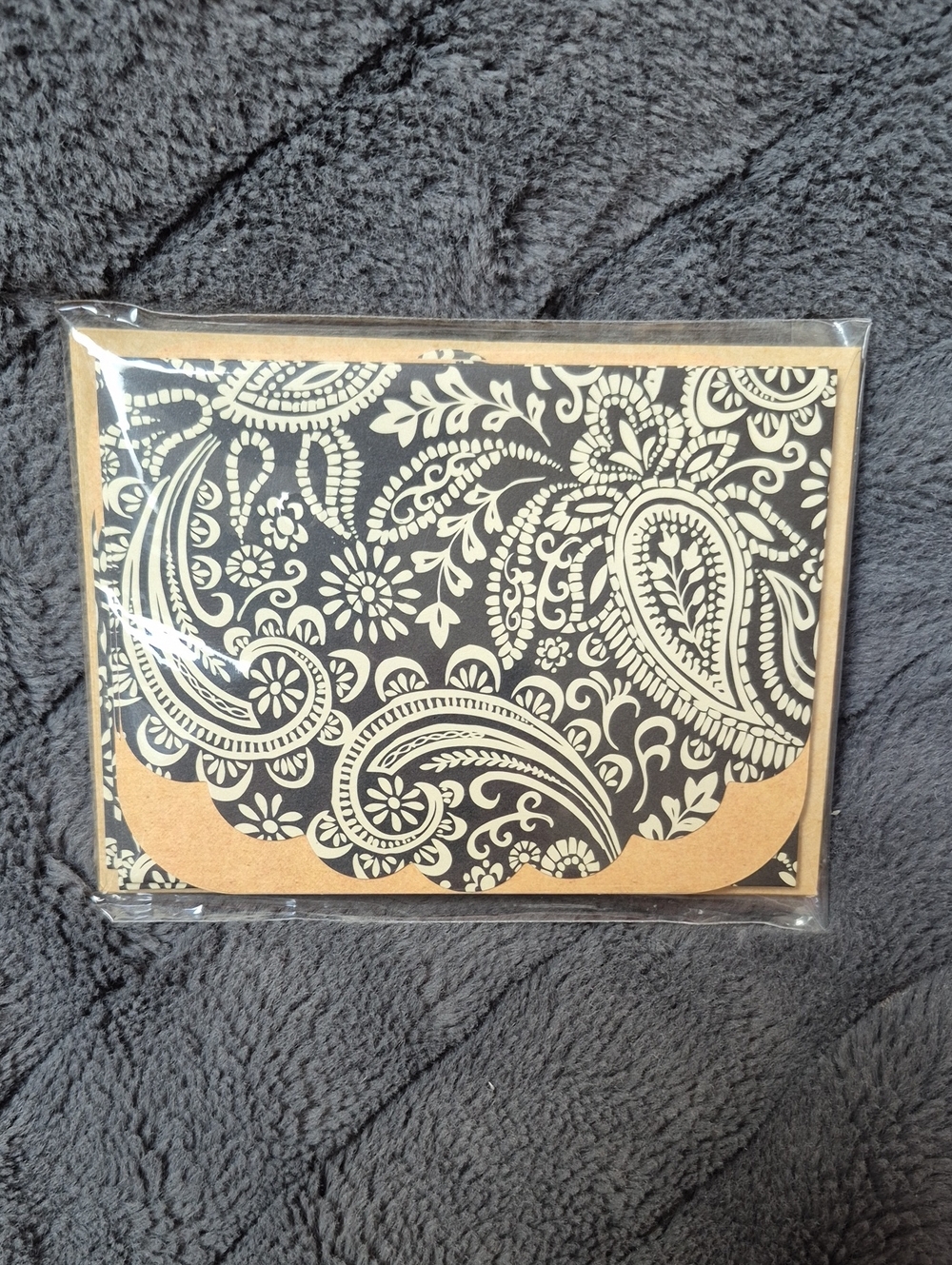 Black & Ivory Paisley Note Cards with Envelopes-Set Of 6, Brand New In Packaging